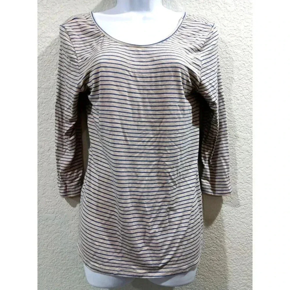 Dolan Left Coast Collection Stripe Top Size M 3/4 Sleeve Boatneck Shirt Casual - Picture 1 of 9